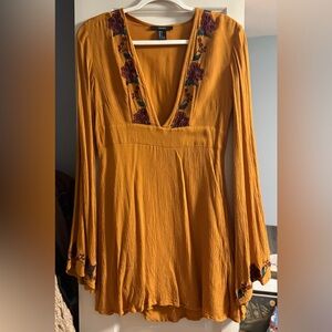 Forever 21 Bell Sleeve Dress with Floral Embroidery